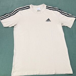 Adidas Men's Short Sleeve Tee in Cream with Black Stripes